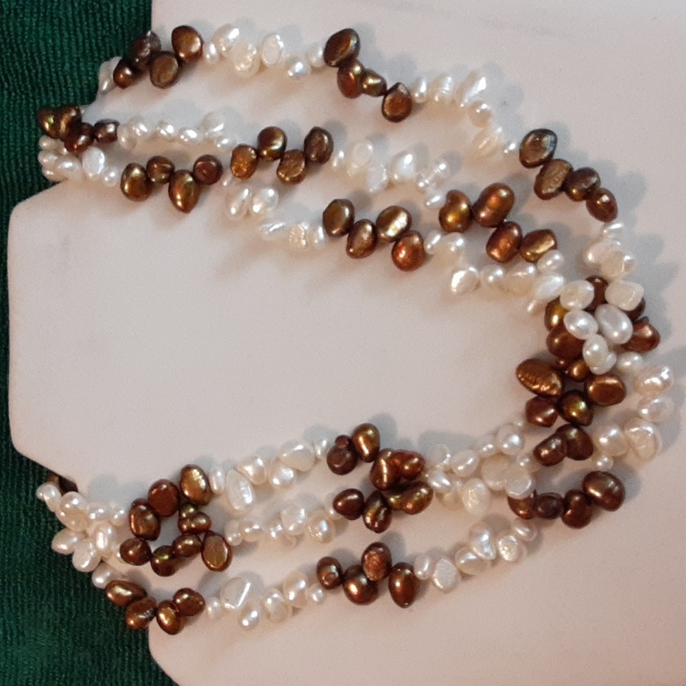 Triple strand freshwater pearl necklace